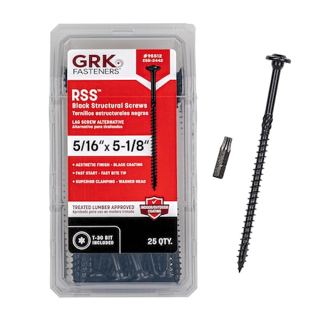 Grk Fasteners 5/16" Structural Bolt, Steel, 5-1/8 in L, 25 PK 95512